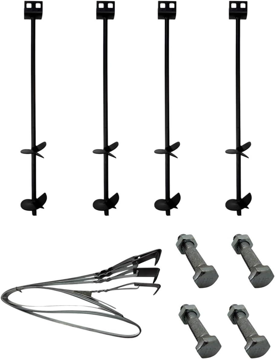 Mobile Home Part Set of 4 Auger Anchors; 4-8 ft Frame Strap, 4 Bolts