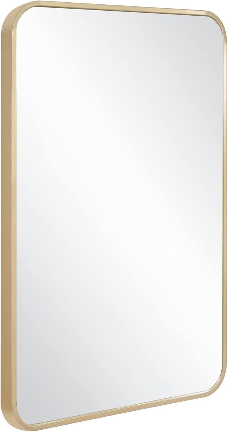 Isla Rectangle Wall Accent Mirror – 36-Inch H X 24-Inch L, Modern Metal Framed – Living Room, Bedroom, Bathroom Vanity Mirror – Gold – Design House, 596718-GLD