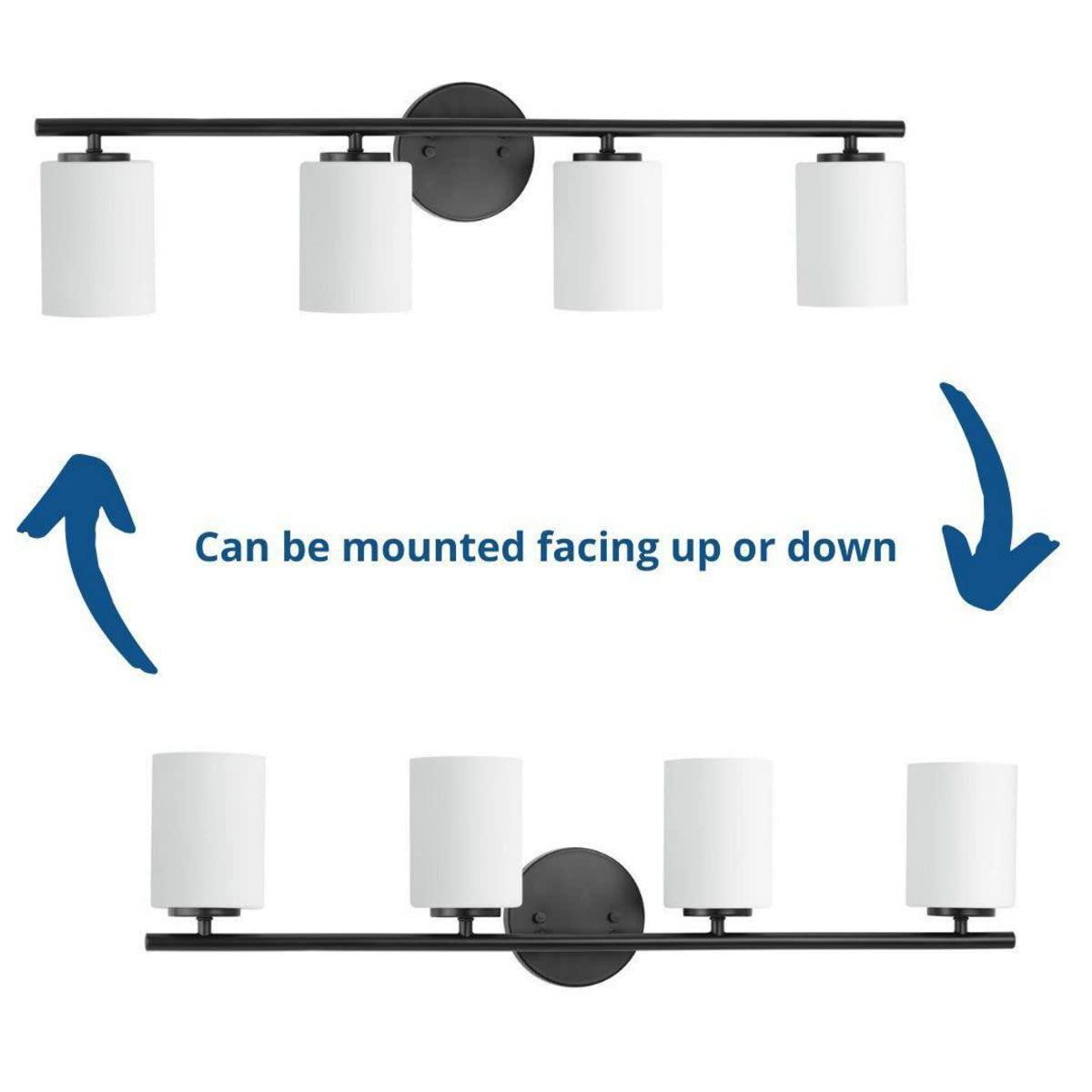 Progress Lighting Replay 4-Light Bath Vanity, Textured Black, Porcelain Shade