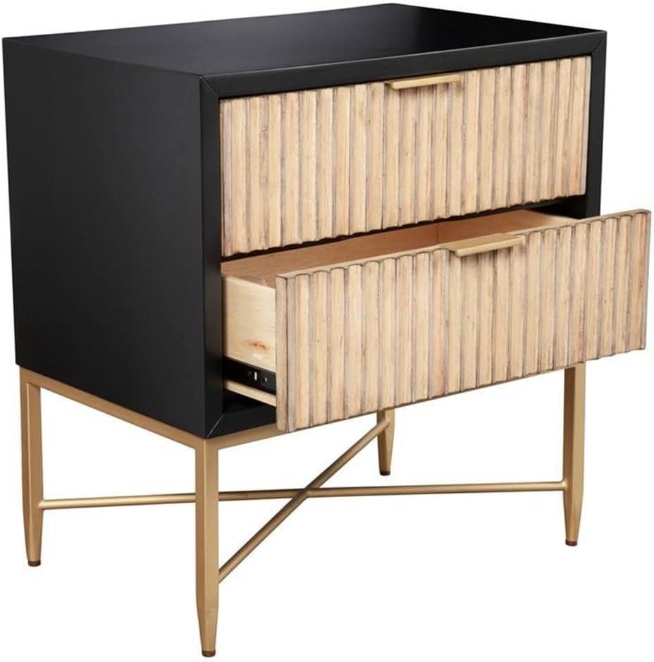Origins by Alpine Larsen 2 Drawer Nightstand in Black