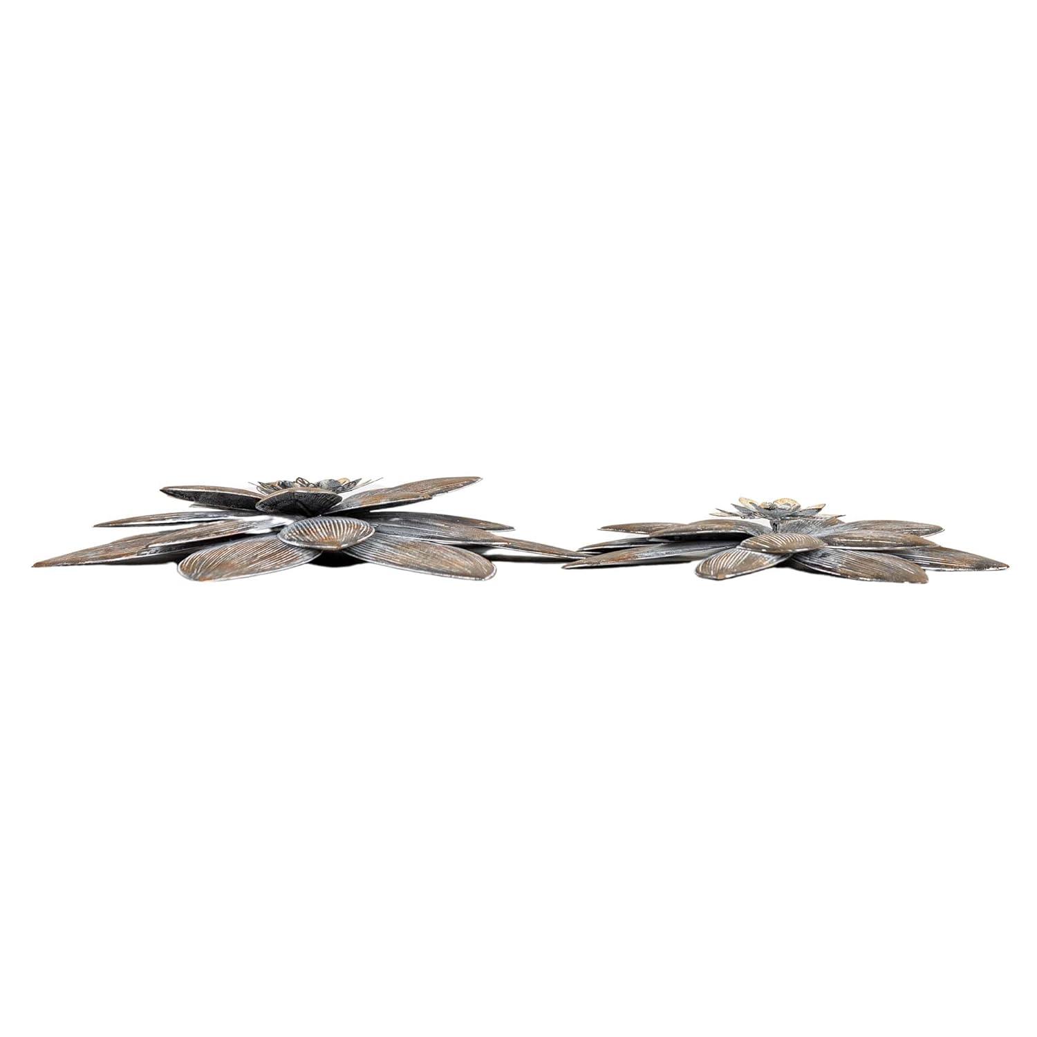 Set of 2 Wall Flowers Brown Metal by Foreside Home & Garden