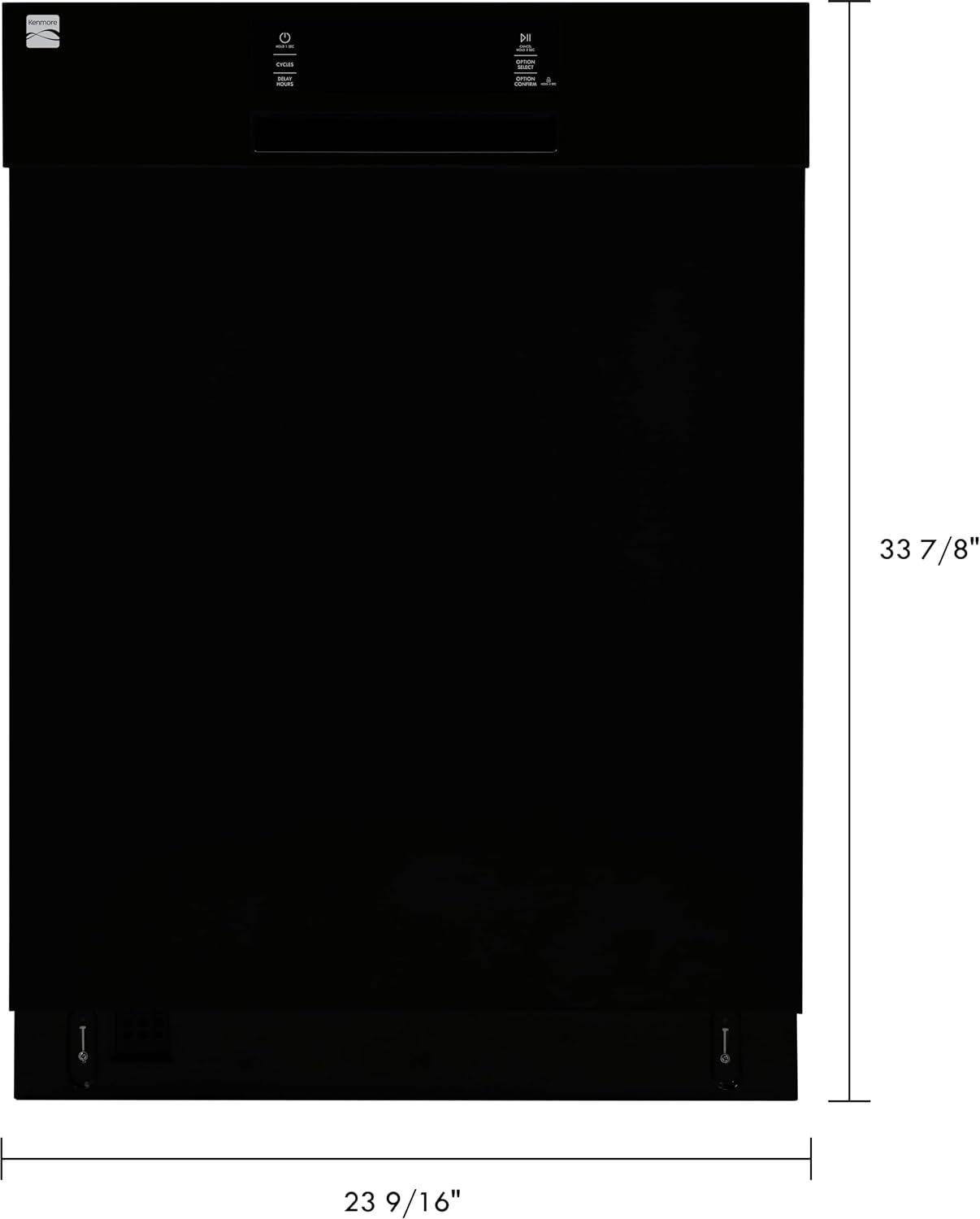 Kenmore 24" Built-In Stainless Steel Tub Dishwasher with EasyFlex 3rd Rack, SmartWash, UltraWash Plus, TurboDry, and MoreSpace Adjustable Rack, Energy Star Certified, Black