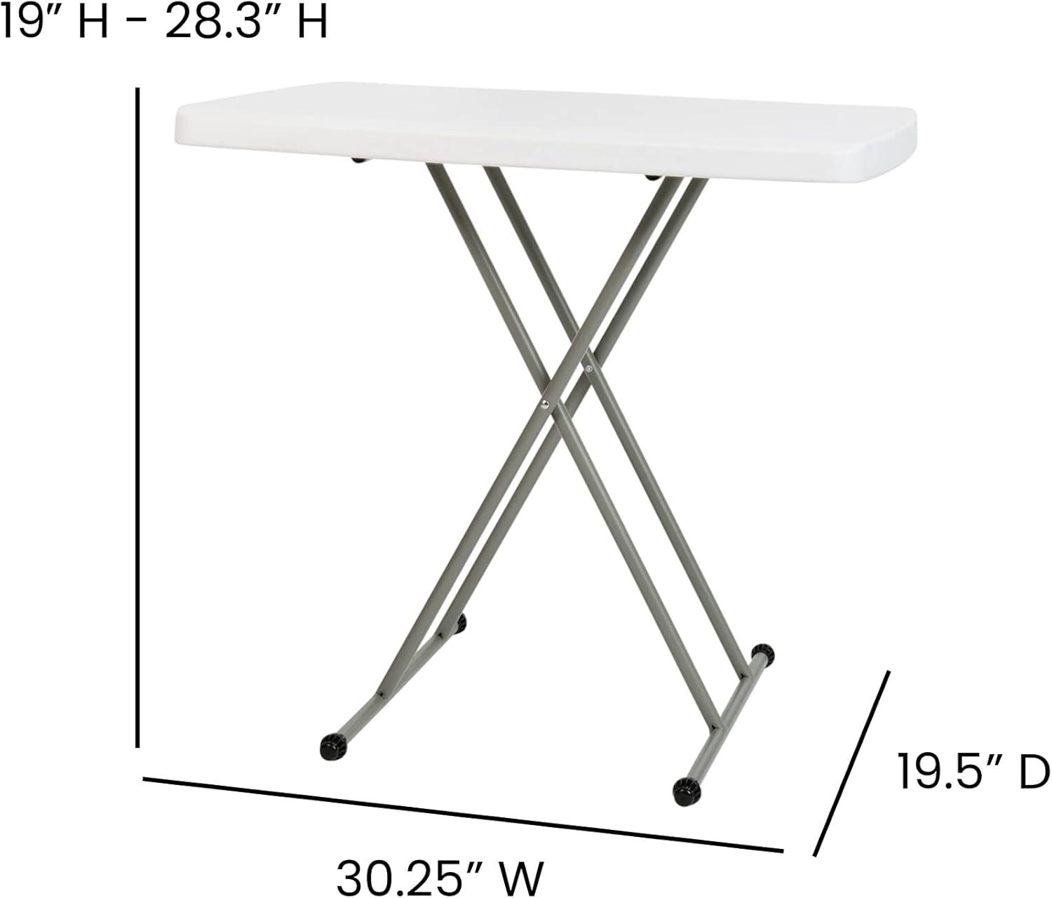 Noah Height Adjustable Plastic Folding TV Tray/Laptop Table in Granite White