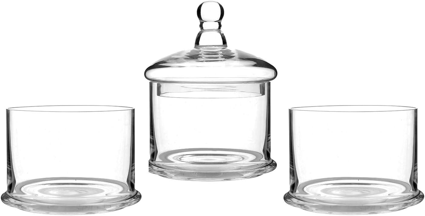 Clear 16 inch Stacking Food Storage, 3 Tier Cookie Candy Jars, MyGift Apothecary Glass Container with Lid