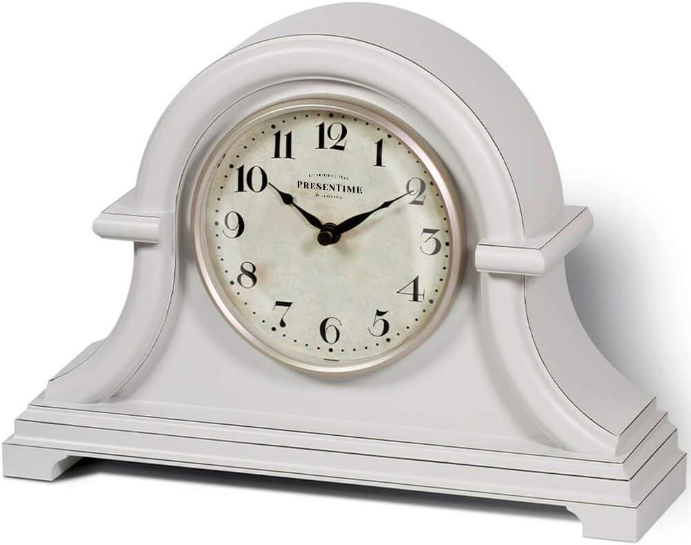 Present Time Vintage Napoleon 13" Quartz Decorative Mantel Clock, Gray Cream Finish