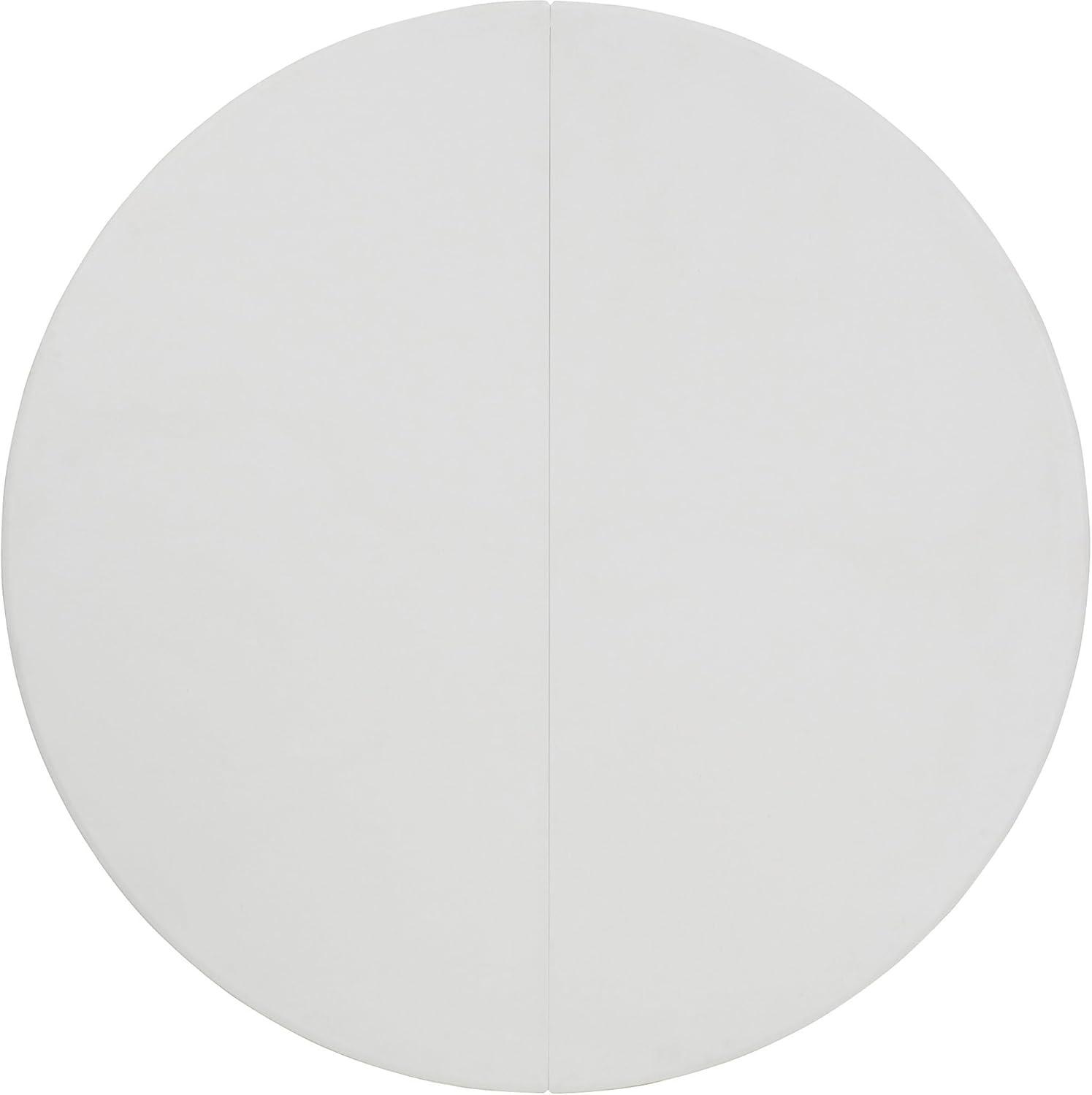 60'' Round White Plastic Folding Table with Gray Metal Frame