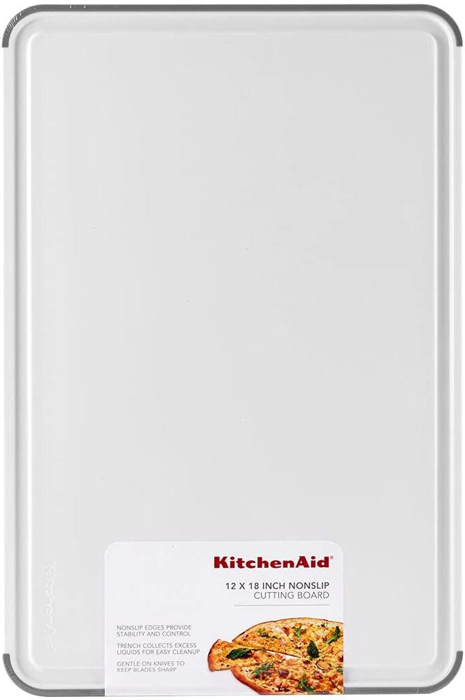 KitchenAid® Classic Nonslip Plastic Cutting Board, 12x18-Inch, White