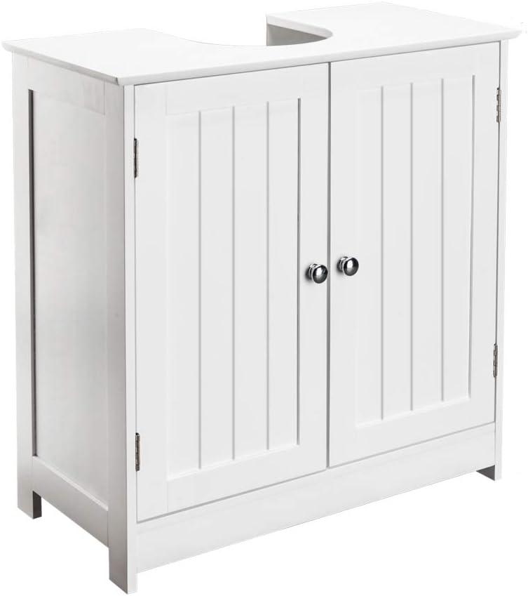 FCH Pedestal Sink, Storage Cabinets with Two Doors and Adjustable Shelves Under Sink Organizer Bathroom Vanity Storage White
