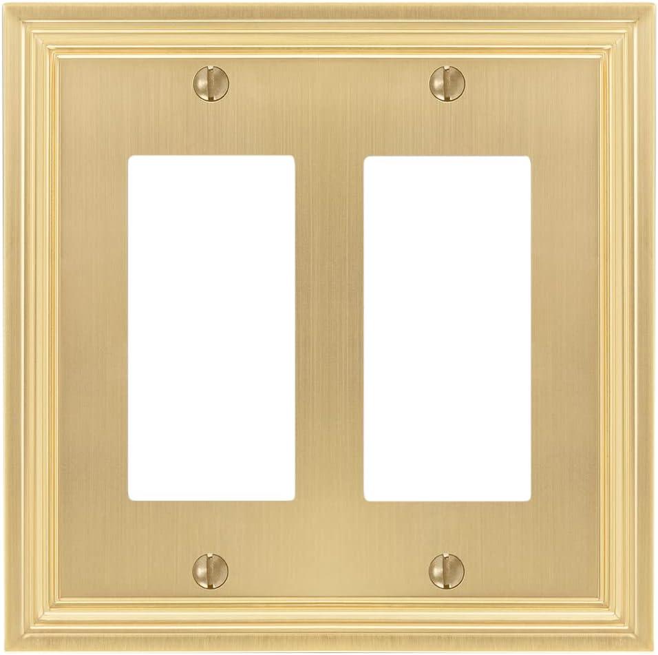 Amerelle 98RRSB Daltry Wallplate, 2 Rocker, Cast Metal, Satin Brass, 1-Pack