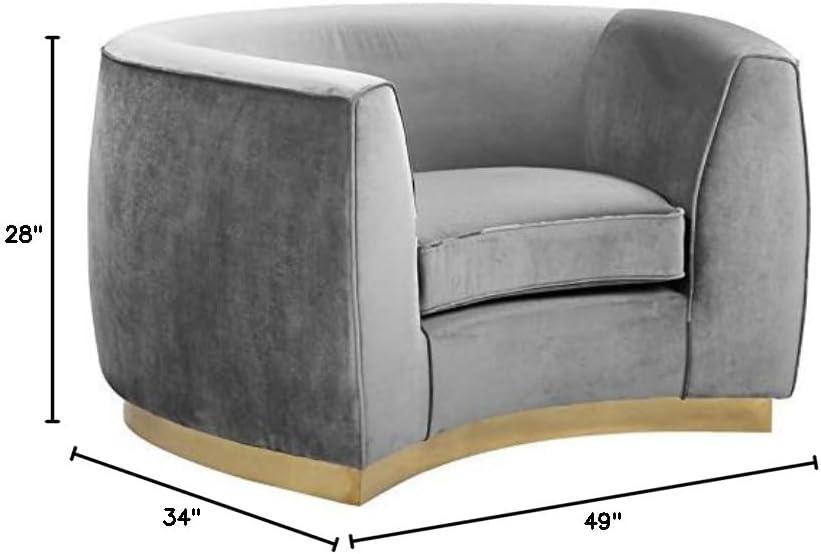 Meridian Furniture Julian Velvet Accent Chair in Gray and Gold