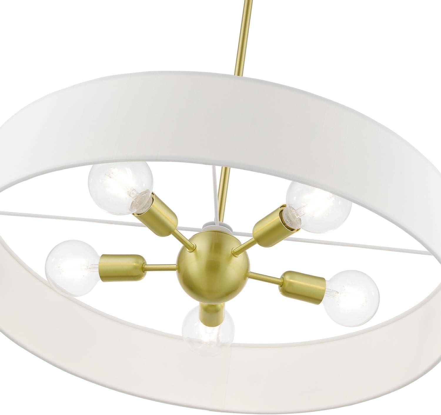 Livex Lighting Venlo 5 - Light Pendant in  Satin Brass/Shiny White