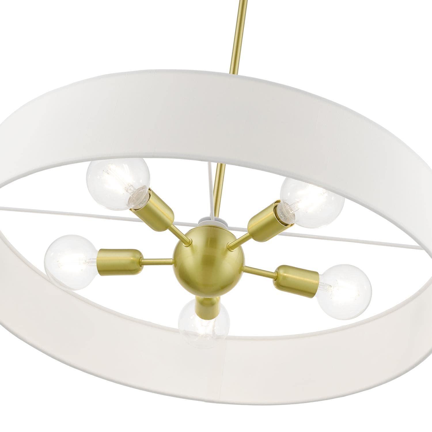 Livex Lighting Venlo 5 - Light Pendant in  Satin Brass/Shiny White
