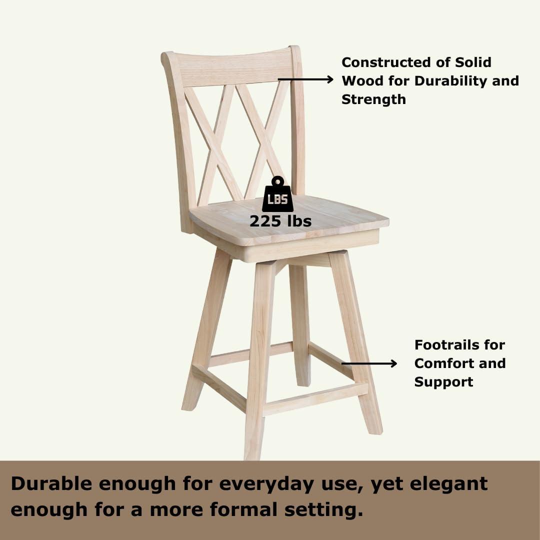 International Concepts Double "X" Back Bar Height Stool - With Swivel 30" Seat Height