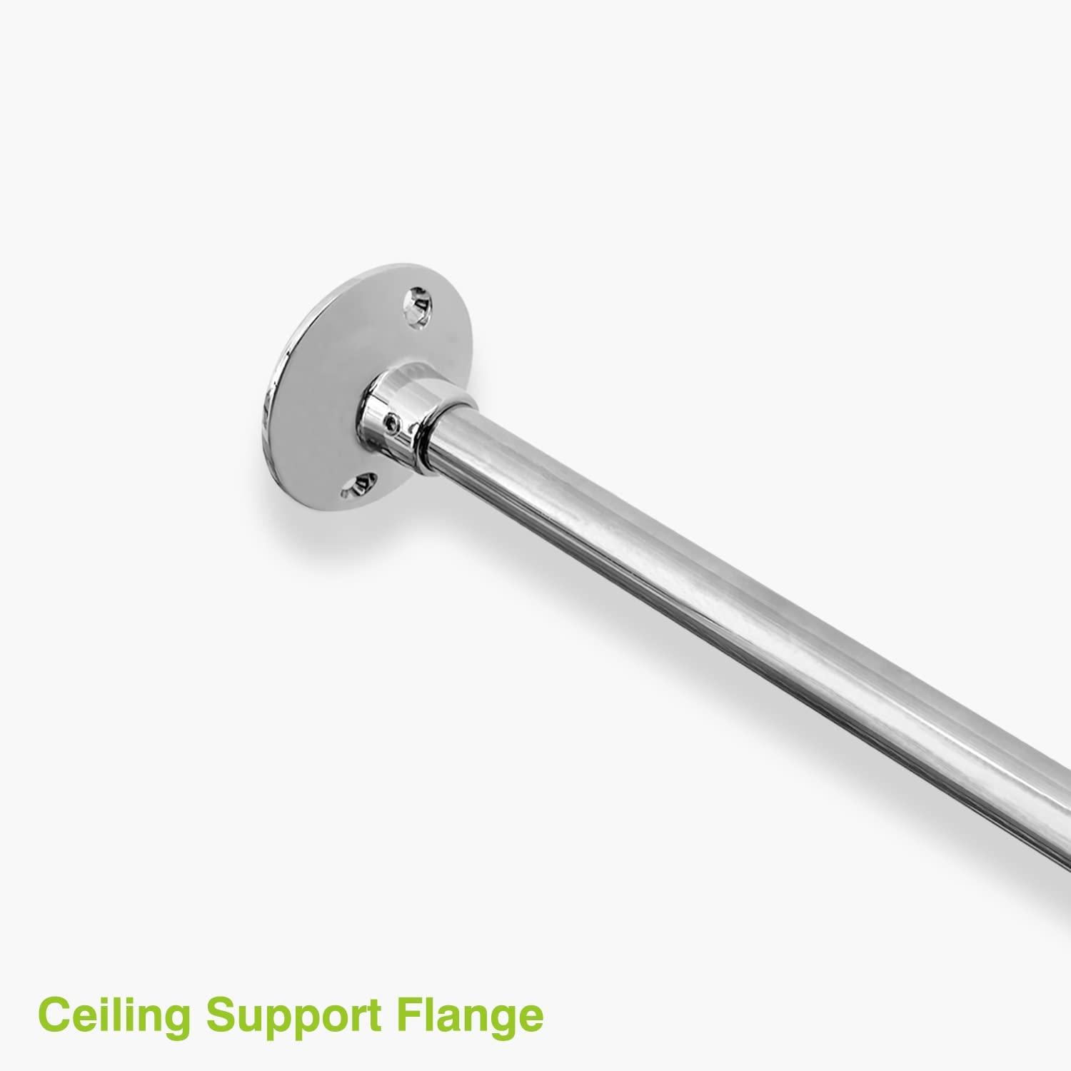 Naiture 12'' Stainless Steel Shower Rod Ceiling Support, 5/8" OD Rod with 1" Loop, Chrome Finish