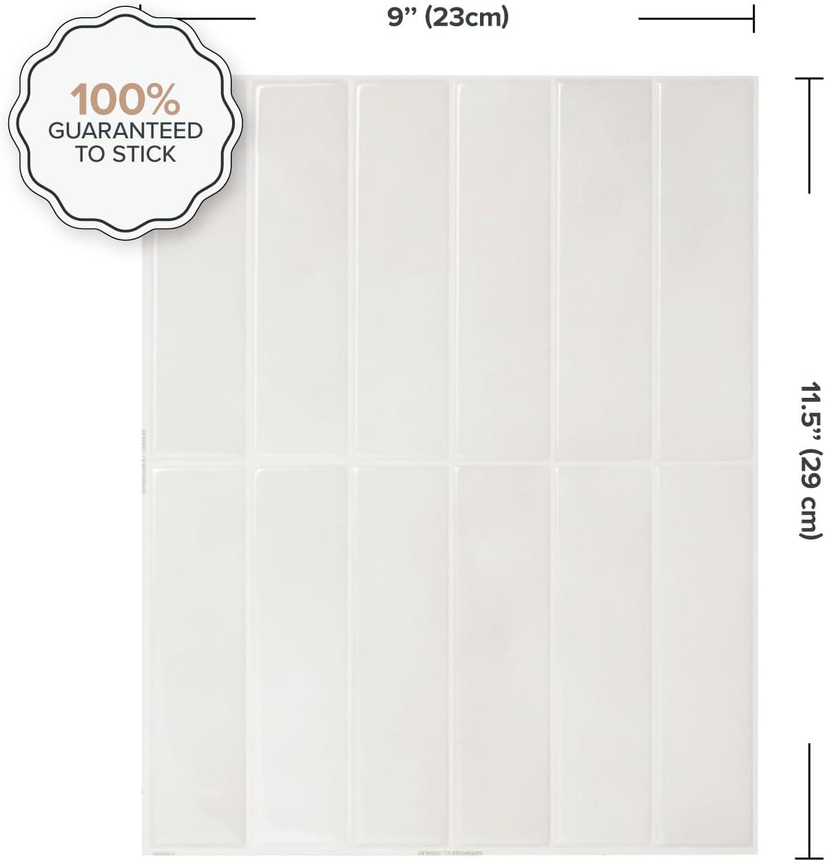 Smart Tiles - 3D Adhesive Peel and Stick Backsplash Tile, Gray & White - 5-Pack 11.43" x 9"