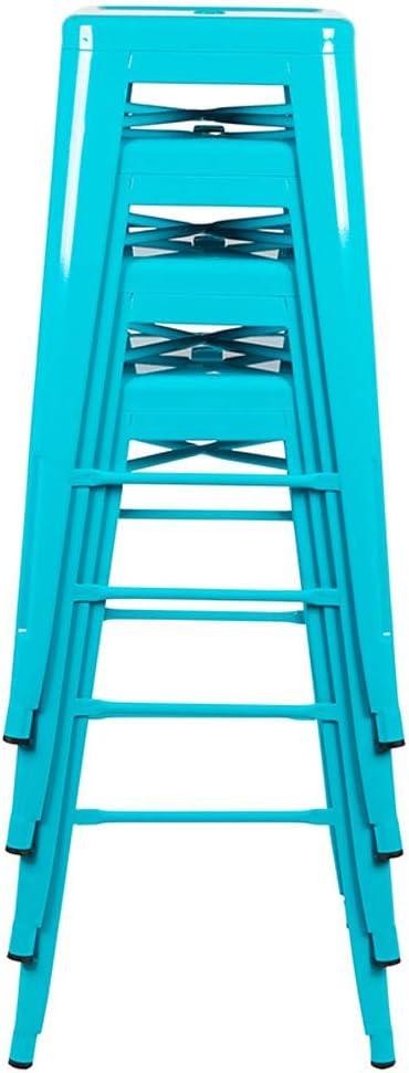 30'' High Backless Distressed Antique Blue Metal Indoor-Outdoor Barstool