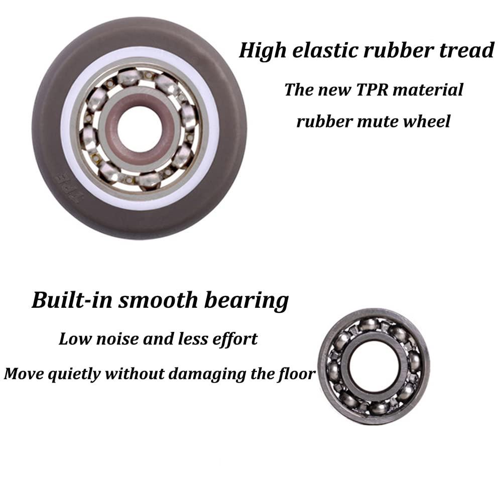 Mini Fixed Caster Wheels 1 inch Silent Ball Bearing Small Casters Wheels, Metal Top TPE Rubber Low Profile Caster Wheels for Furniture Rolling Cabinet Trundle Bed Drawer with Screws 4 Pack