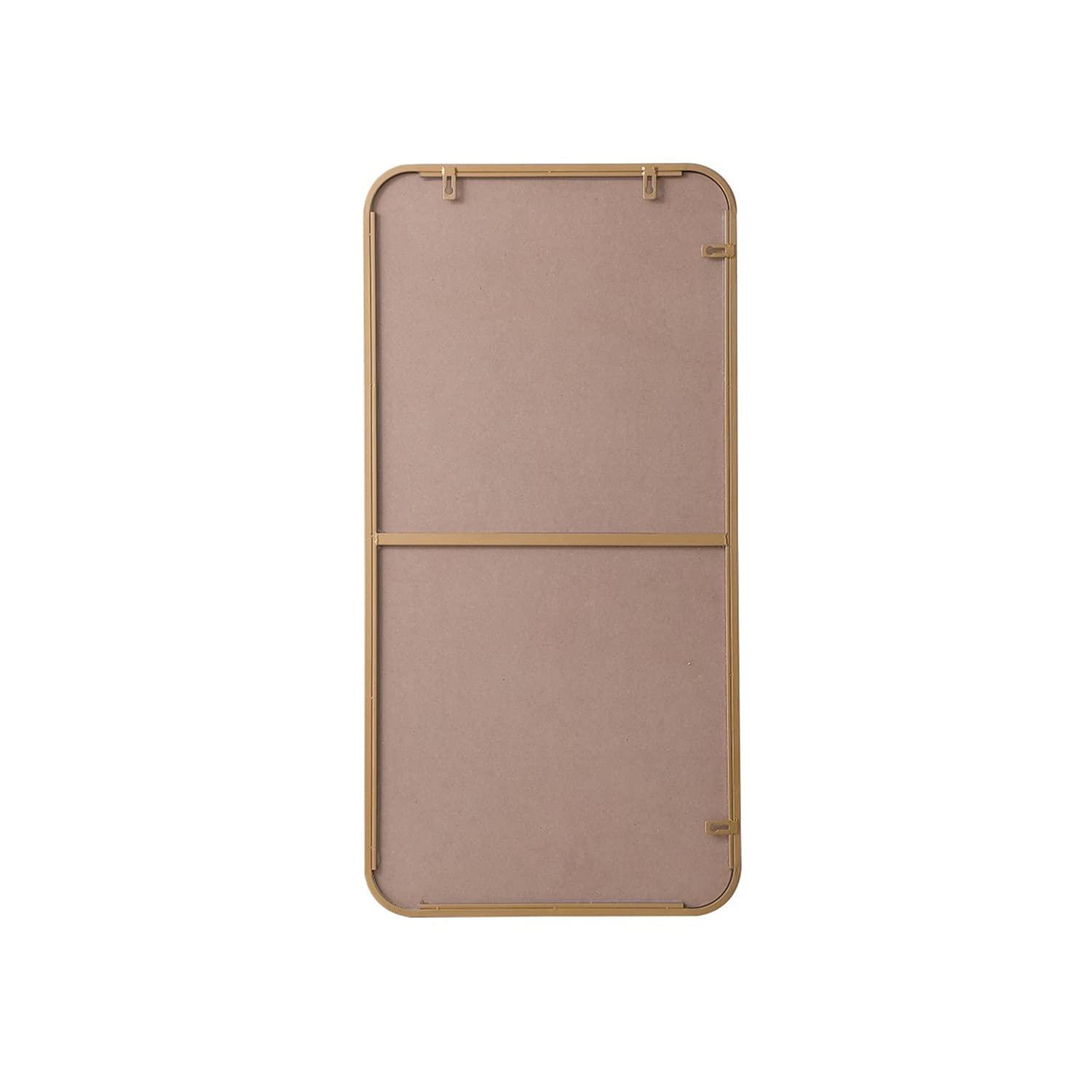 Soft corner metal rectangular mirror 18x36 inch in Brass