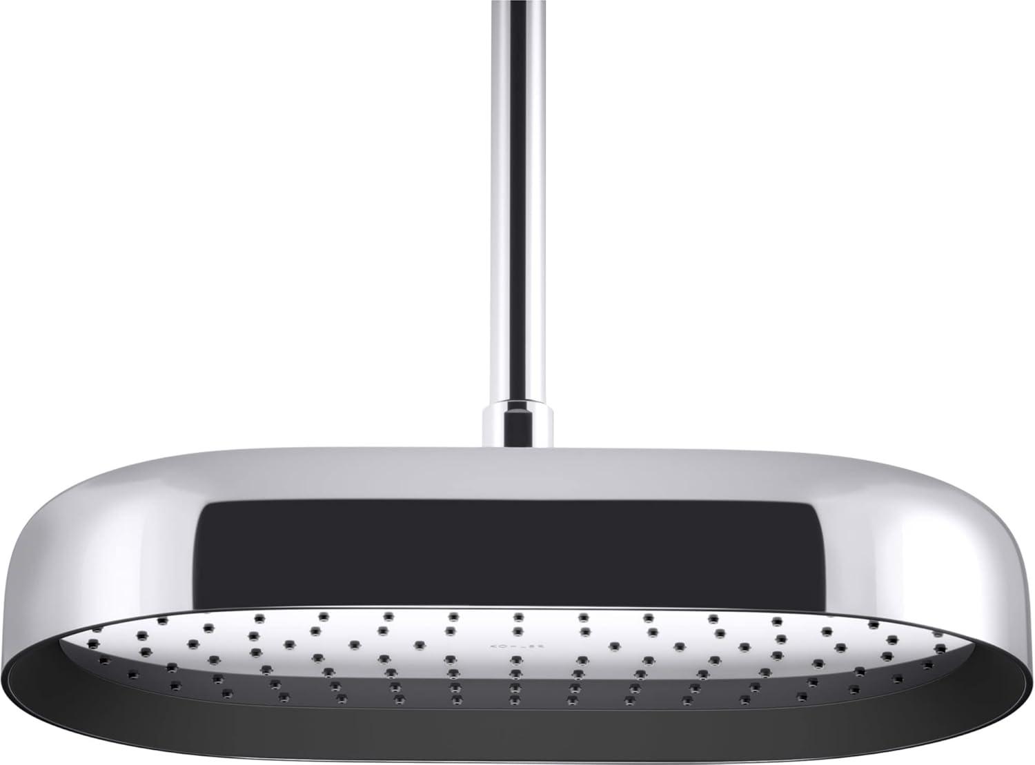 Statement 14" Single-Function Wall or Ceiling-Mount Round Rainhead, Oblong Rain Showerhead 2.5 GPM