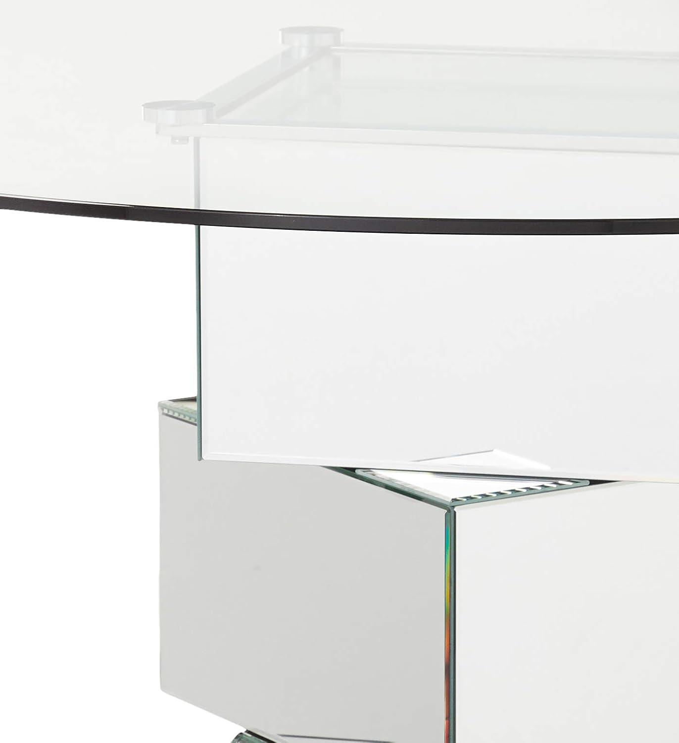 Meridian Furniture Haven Contemporary Glass Dining Table in Chrome