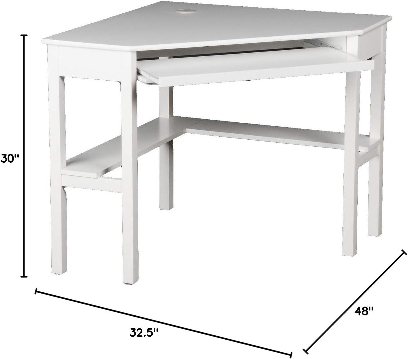 White Wood Transitional Corner Computer Desk with Drawer and Keyboard Tray