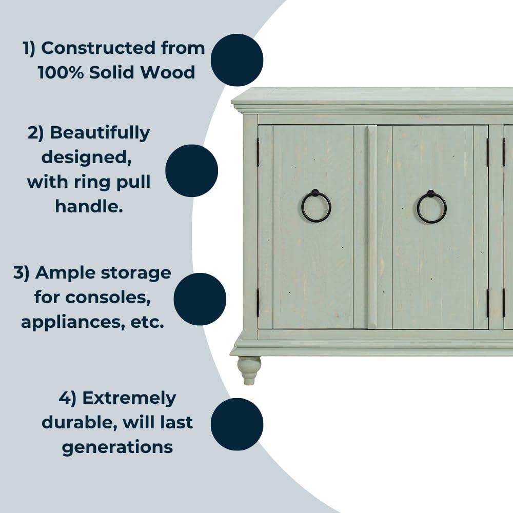 Martin Svensson Home Garden District Rustic Blue Solid Wood 65" TV Stand