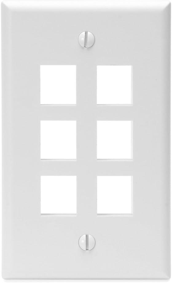 White 6-Port Plastic Wall Mount Plate