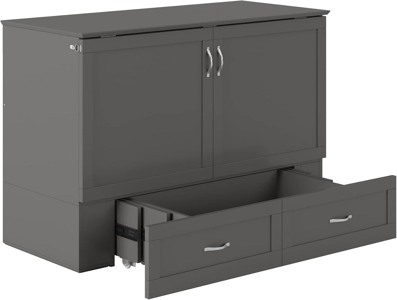AFI Hamilton Full Solid Wood Murphy Bed Chest with Built-In Charger in Gray
