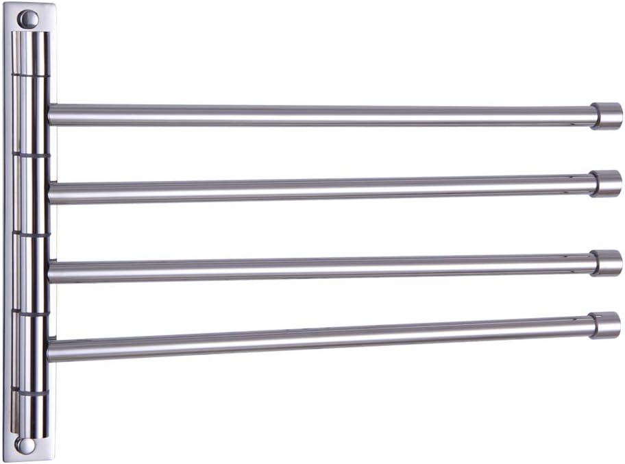 Polished Stainless Steel Wall Mounted 4-Arm Towel Rack