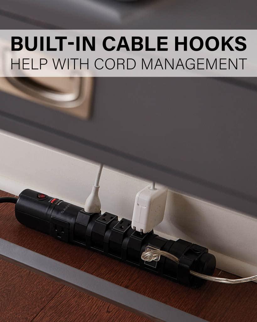 SANUS Surge Protected Power Strip with 6 rotating and 2 fixed outlets