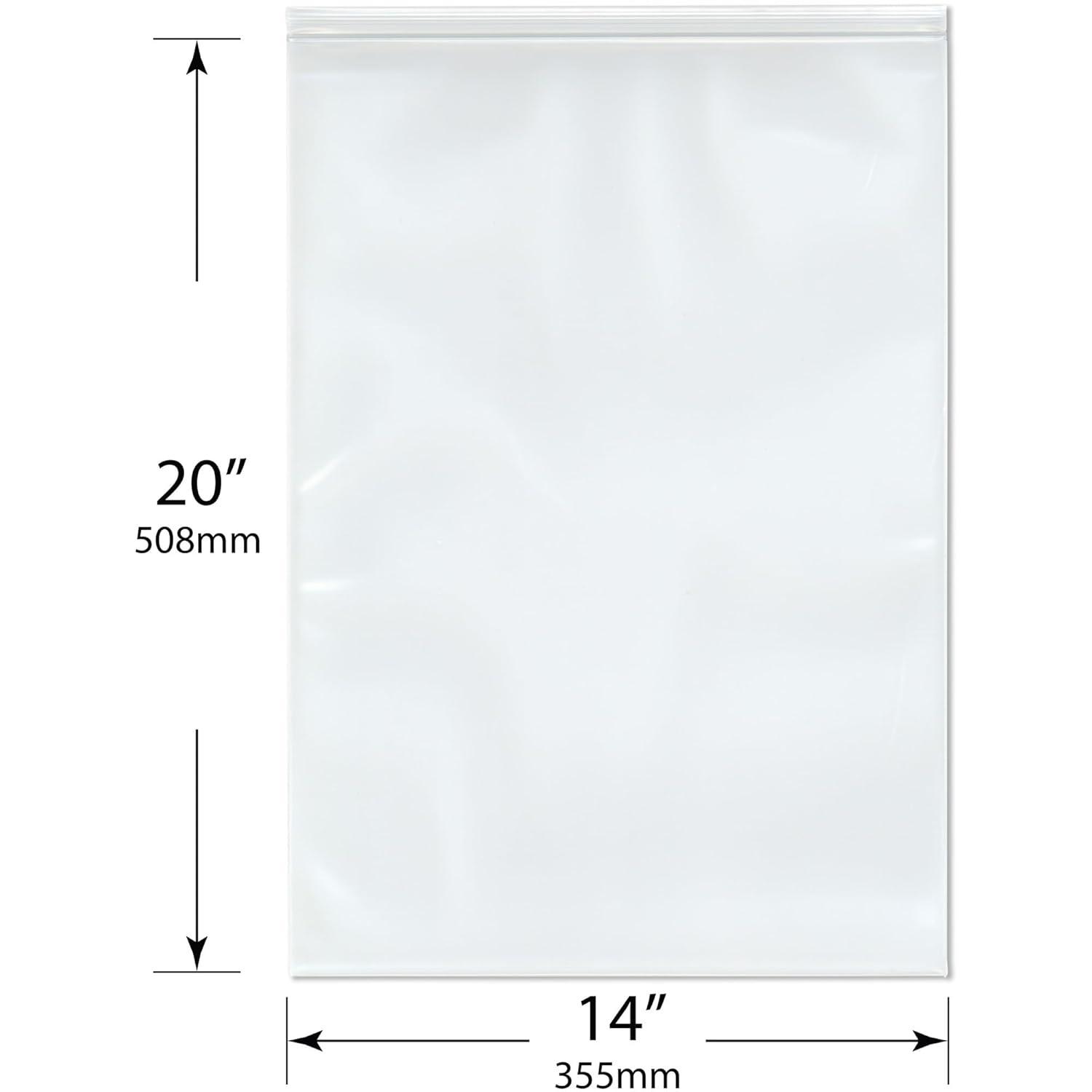 Plymor 14" x 20" (Pack de Bolsas de Plástico Resellables con Cremallera de Servicio Industrial 50), de 6 Mil