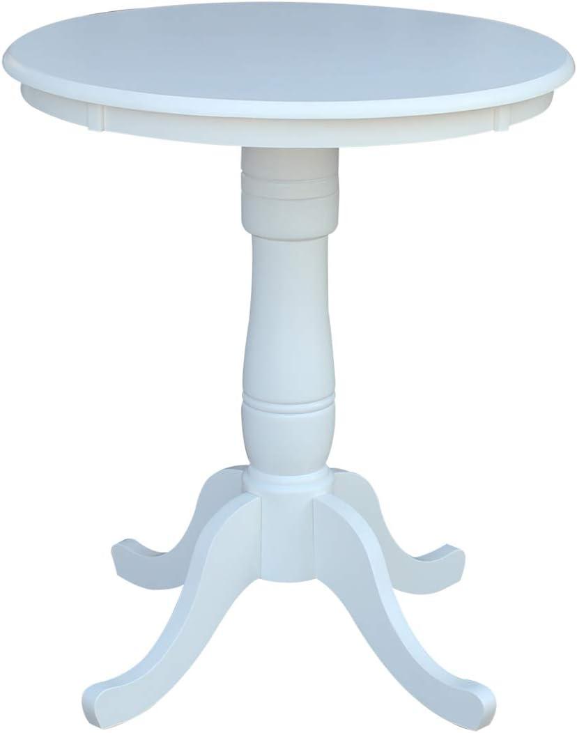 30" Round Top Pedestal Counter Table White – International Concepts: Solid Wood, Kitchen Furniture