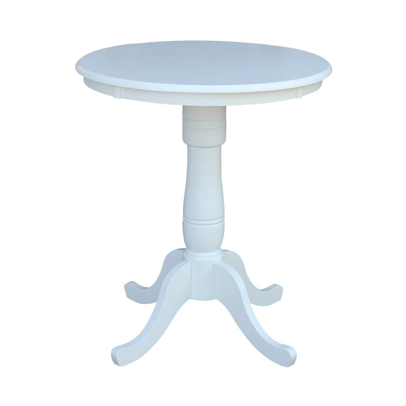 30" Round Top Pedestal Counter Table White – International Concepts: Solid Wood, Kitchen Furniture