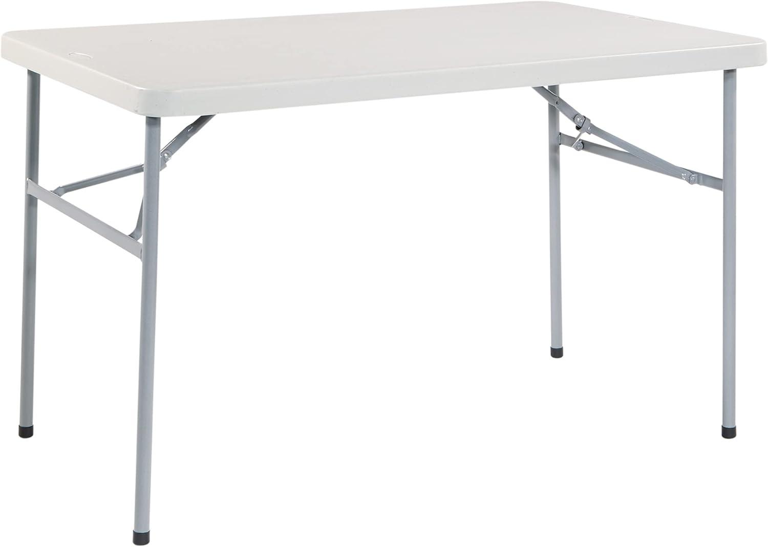 Sleek 4' Light Grey Resin Multipurpose Folding Table