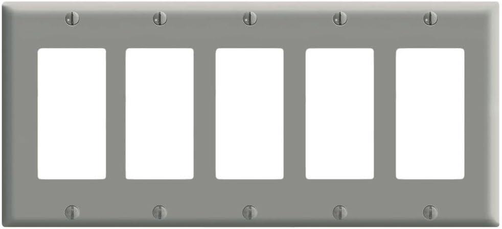 Gray Thermoset 5-Gang Decora Wallplate