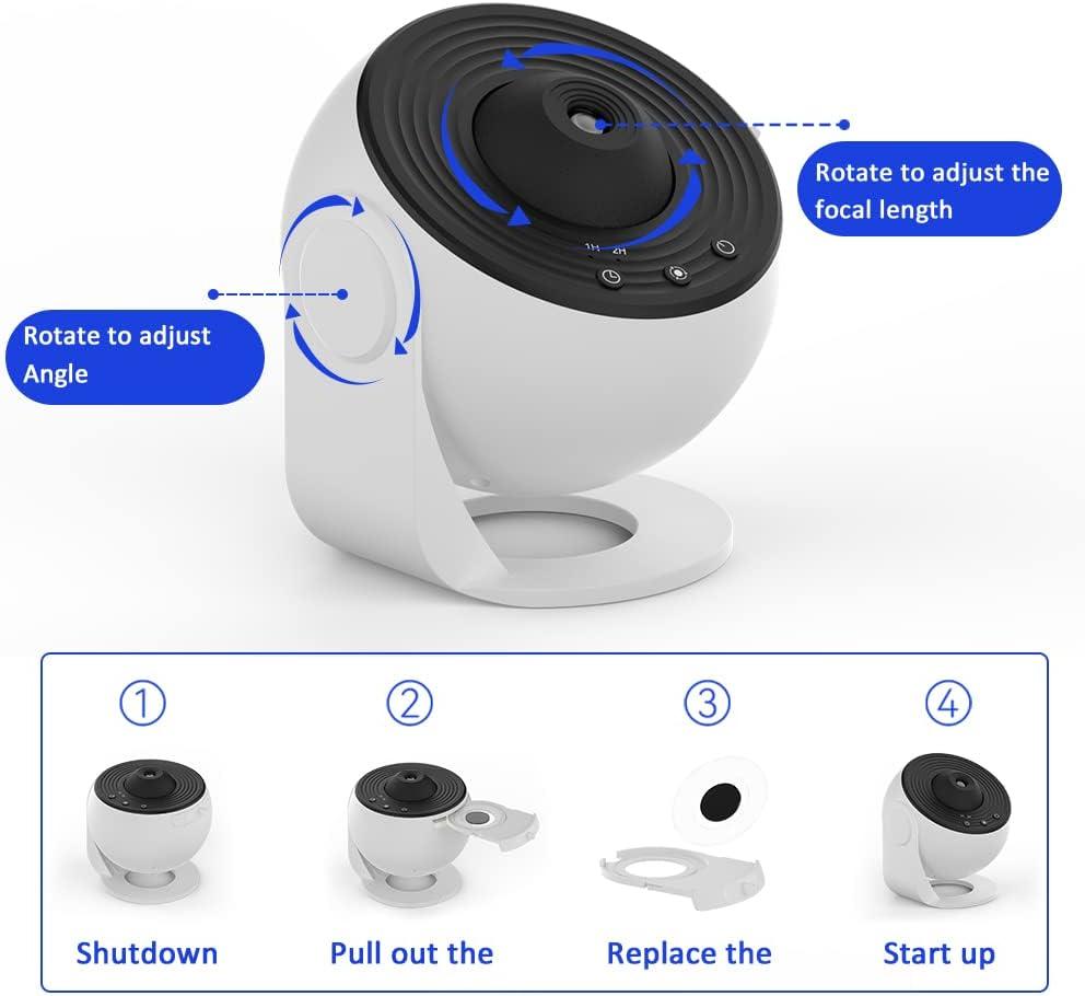 Planetarium Galaxy Star Projector for Bedroom Decor, 12 in 1 360° Rotating Nebula Projector Lamp, Timed Starry Night Light Projector for Kids,Home Theater, Ceiling, Room Decoration