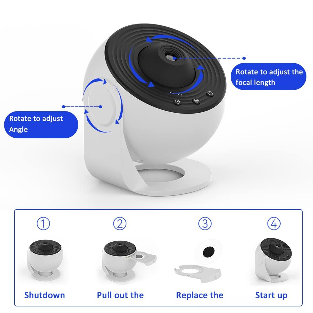 Planetarium Galaxy Star Projector for Bedroom Decor, 12 in 1 360° Rotating Nebula Projector Lamp, Timed Starry Night Light Projector for Kids,Home Theater, Ceiling, Room Decoration