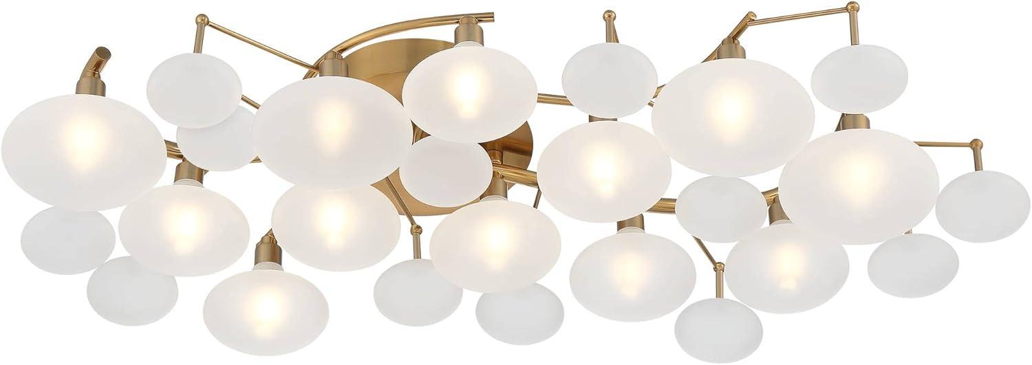 Possini Euro Design Lilypad Modern Ceiling Light Semi Flush Mount Fixture 30 1/4" Wide Warm Brass 12-Light Frosted Glass Shade for Bedroom Living Room