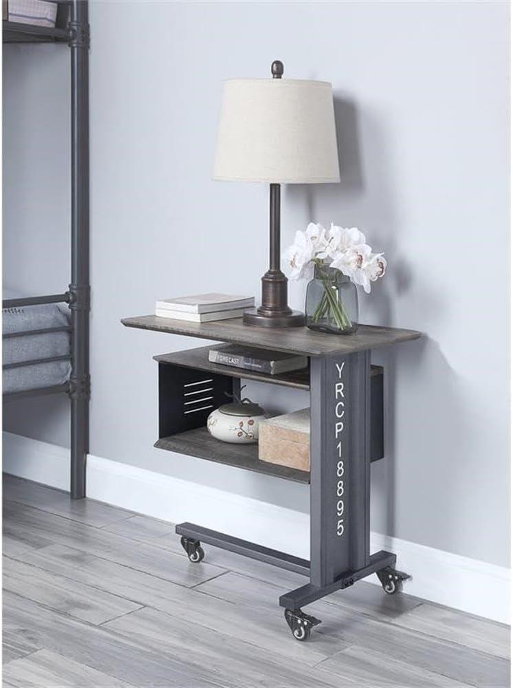 ACME Cargo Accent Table with Caster Wheels in Gunmetal