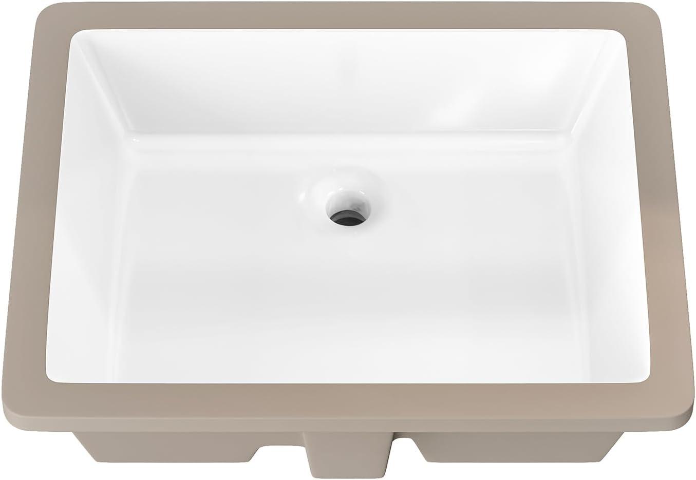 Sinber 19.9'' Ceramic Rectangular Bathroom Sink with Overflow