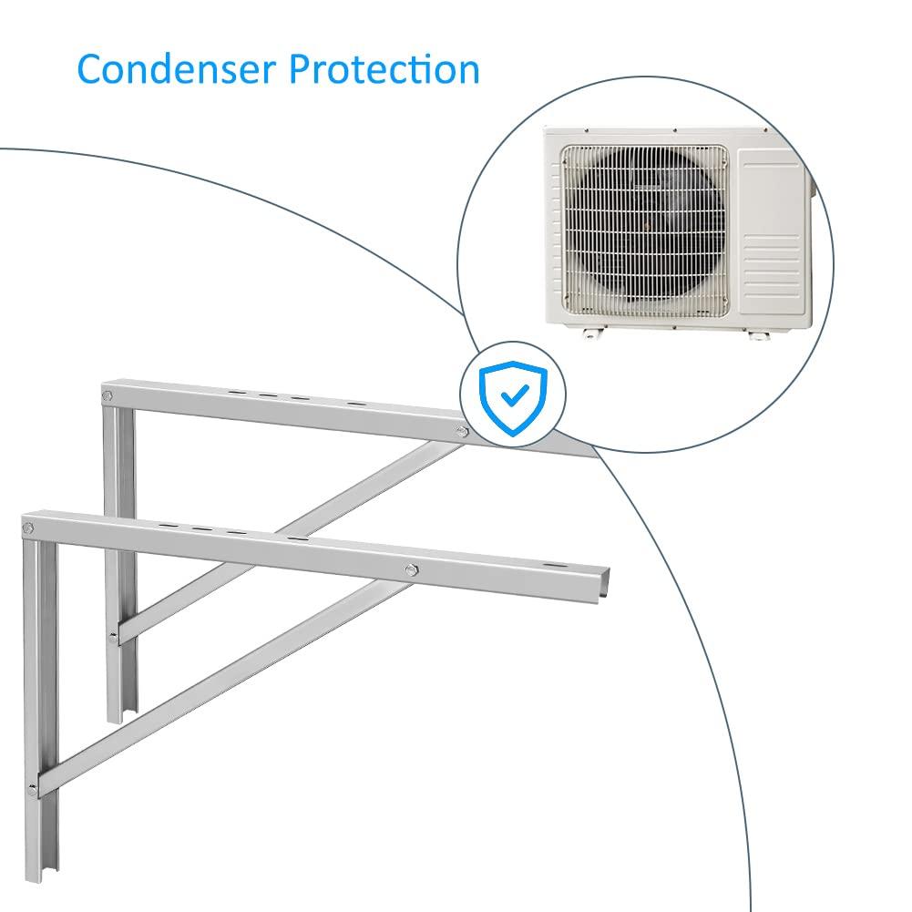 Popmoon Wall Mounting AC Brackets up to 440lb/200kg Split Air Conditioner Bracket 21 5/8" Lx16 H Bracket Air Conditioner Bracket Set Adjustble 9000 Btu to 36000 Btu