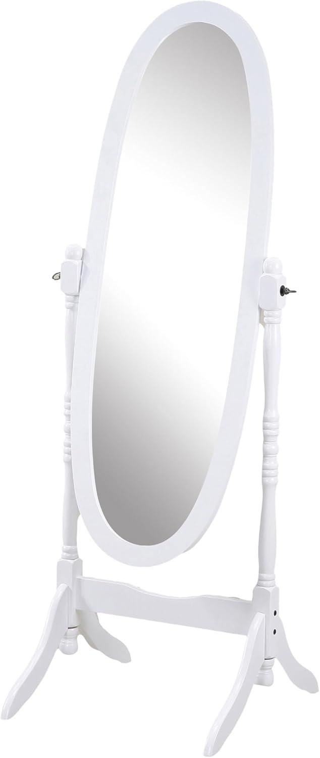 Roundhill Furniture Traditional Queen Anna Style Wood Floor Cheval Mirror, White Finish