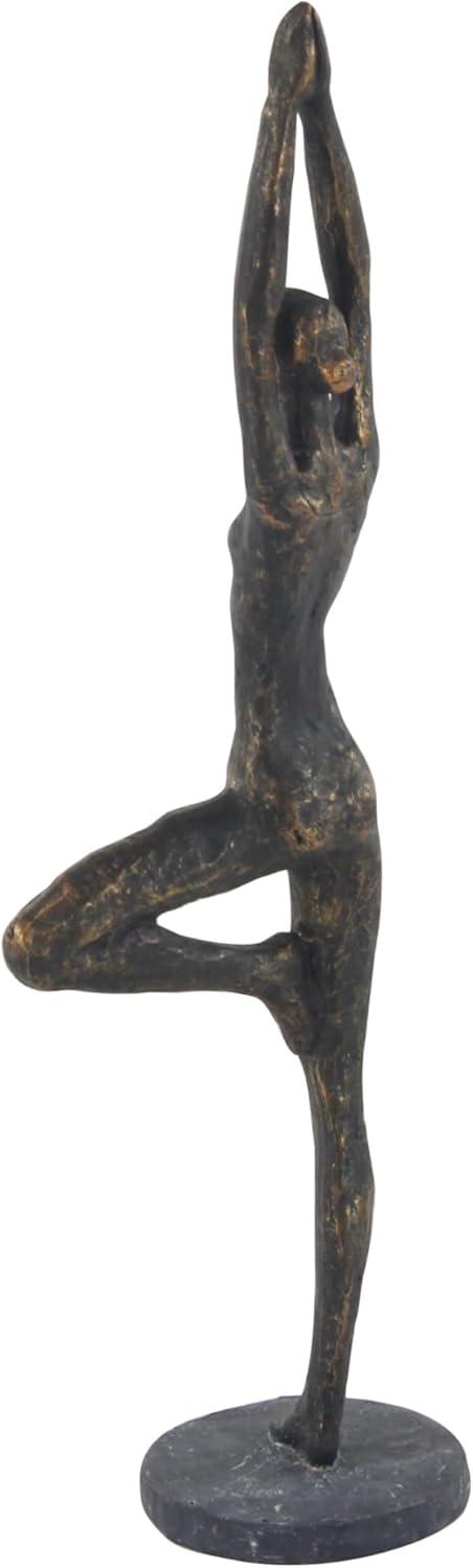 6" x 18" Brass Polystone Yoga Sculpture, by DecMode