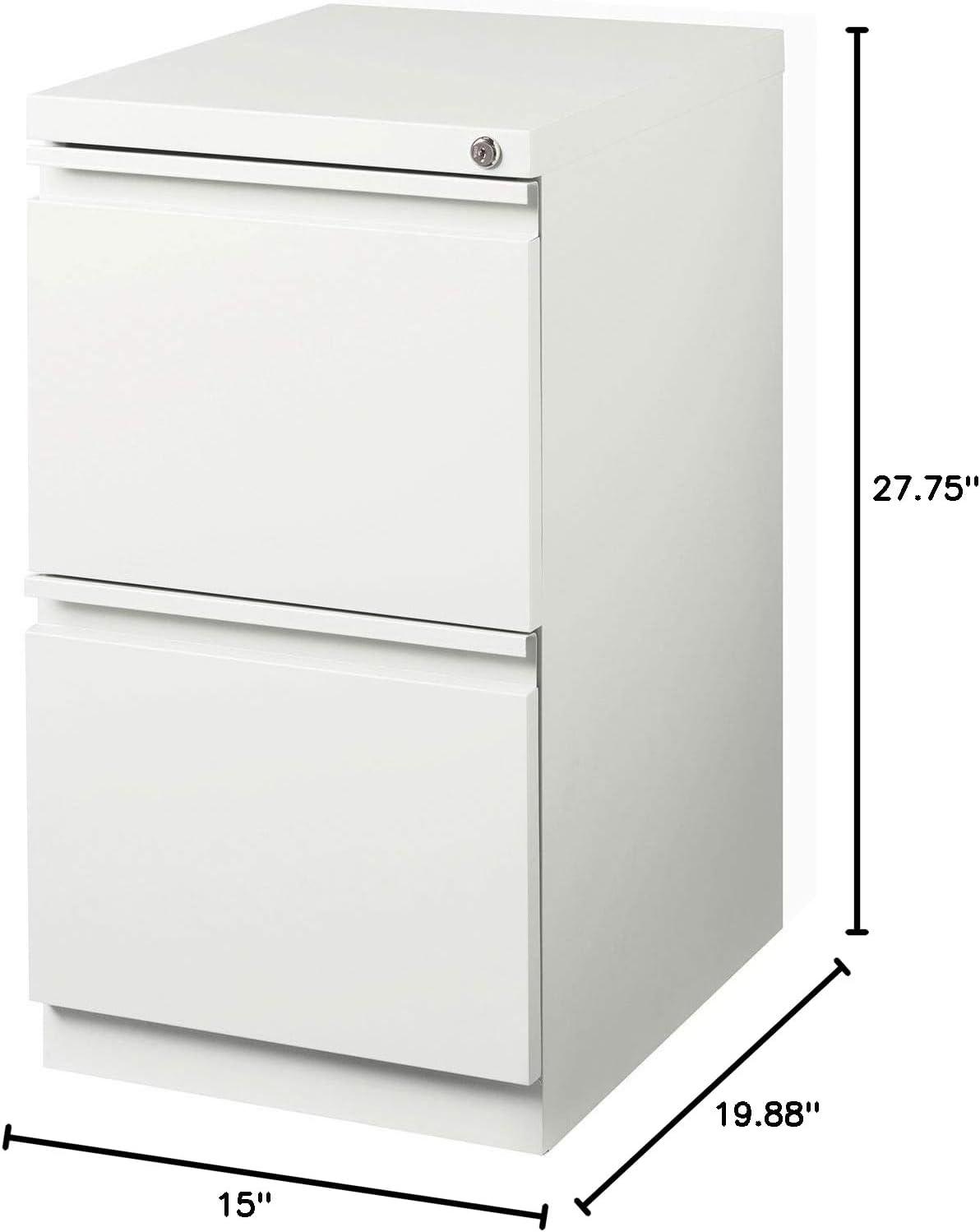 Hirsh 20" Deep Mobile Pedestal File Cabinet 2 Drawer File-File, Letter Width, White