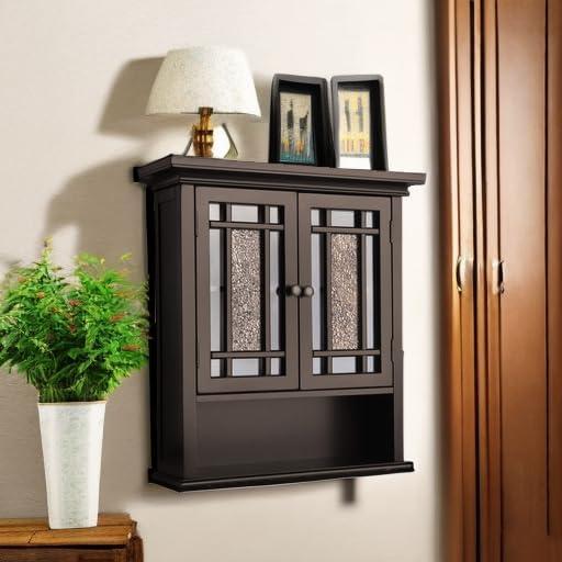 Windsor Wall Cabinet Brown - Elegant Home Fashions: Over Toilet Storage, Adjustable Shelves, MDF Composite