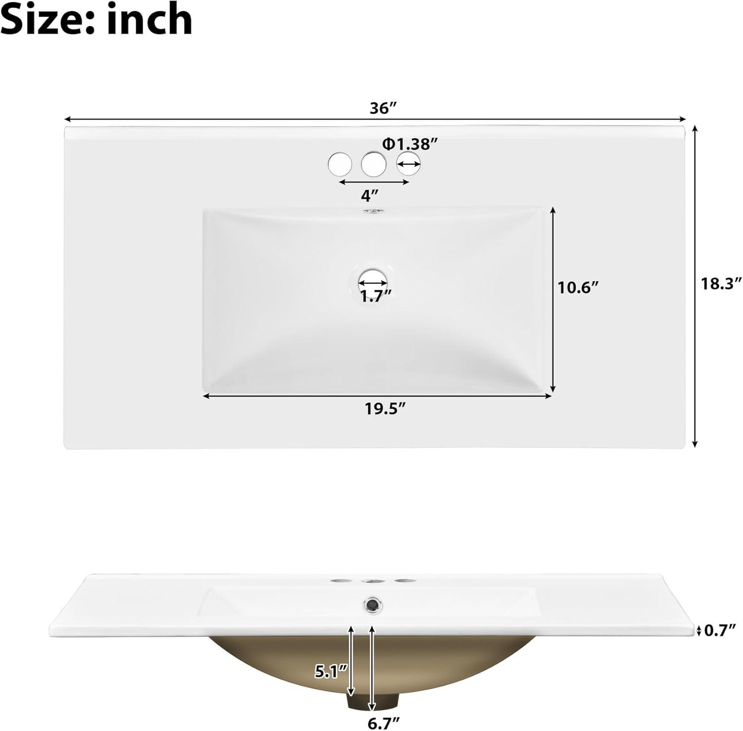 Miekor Furniture 36" Bathroom Vanity Cabinet with Sink Top Combo Set, Navy Blue, Single Sink, Shaker Cabinet with Soft Closing Door and Drawer W5UE-1