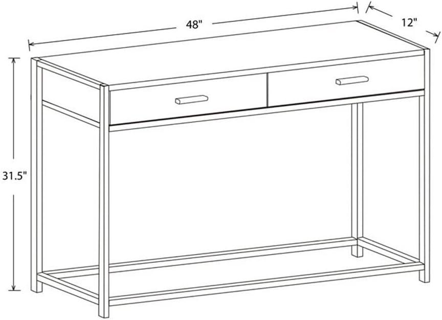 Modern 48" Dark Taupe Wood & Metal Console Table with Storage