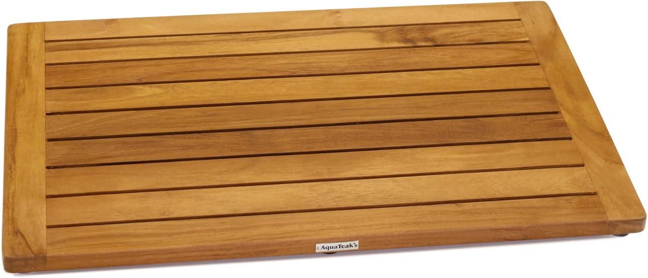 Eco-Friendly Teak Wood Bath Mat with Non-Slip Feet