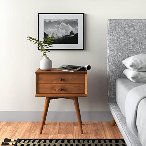 Castanho Solid Wood Mid-Century Modern 2-Drawer Nightstand