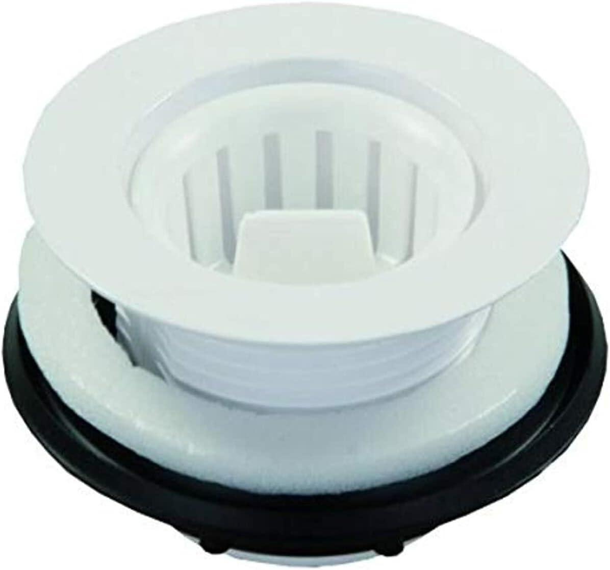 White Plastic Strainer with Threaded Basket for 2 Inch Drain